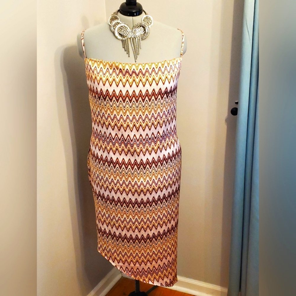 NWT Satin Asymmetric Slip Dress